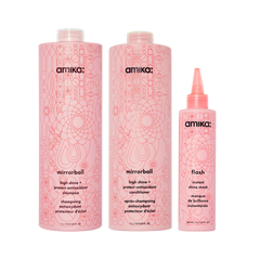super-sized shine set mirrorball high shine + protect antioxidant shampoo + conditioner + flash mask